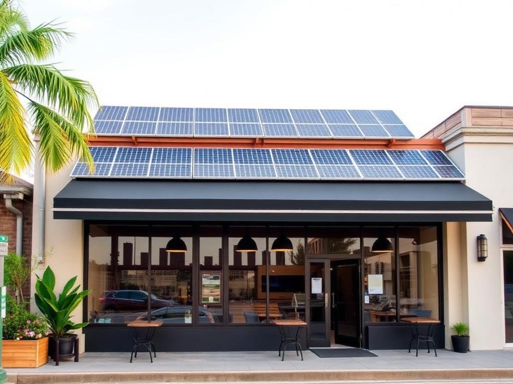 Energia solar para comércios — instalação em fachada comercial