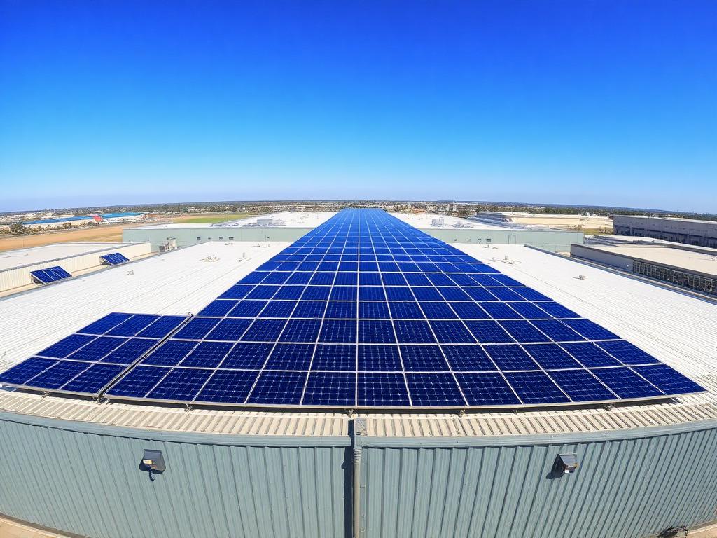 Energia solar para empresas — placas solares em telhado empresarial